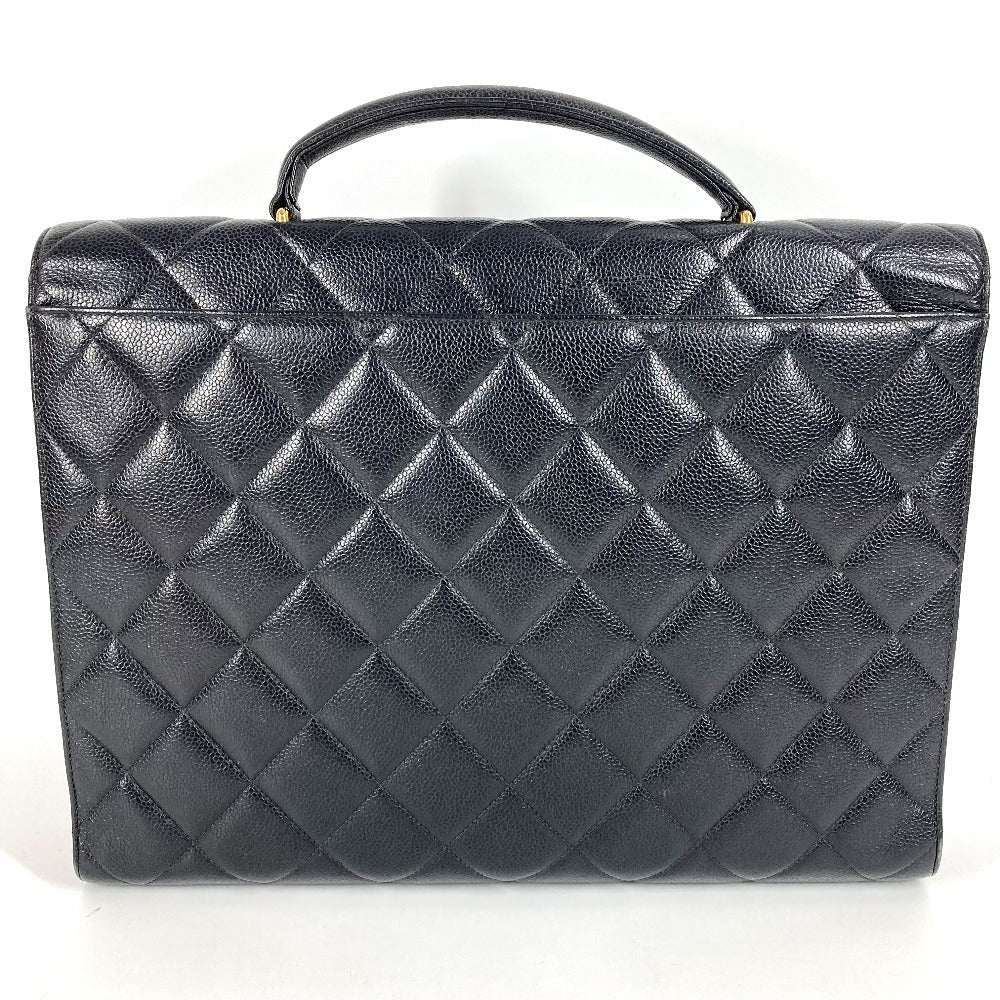 CHANEL A02794 Vintage CC Logo Coco Mark Matelasse Quilted Briefcase Handbag Tote Bag Document Bag Business Bag Caviar Leather Women's Black