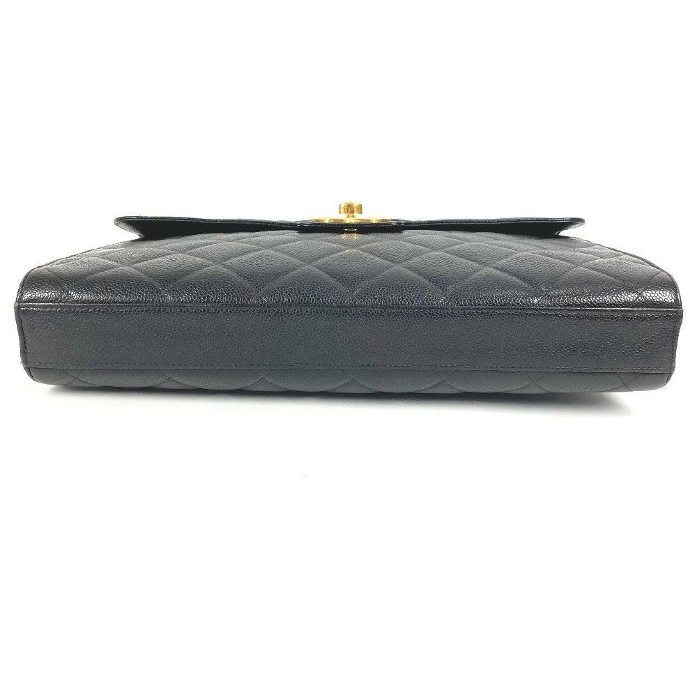 CHANEL A02794 Vintage CC Logo Coco Mark Matelasse Quilted Briefcase Handbag Tote Bag Document Bag Business Bag Caviar Leather Women's Black
