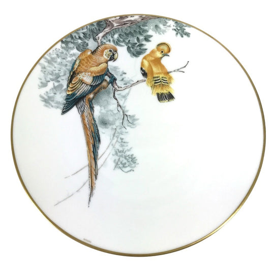 HERMES ディナープレート 赤道直下のスケッチ 27cm 鳥 バード プレート 食器 お皿 陶器 レディース ホワイト