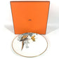 HERMES Dinner Plate, Equatorial Sketch, 27cm, Bird Design, Ceramic, Women's, White