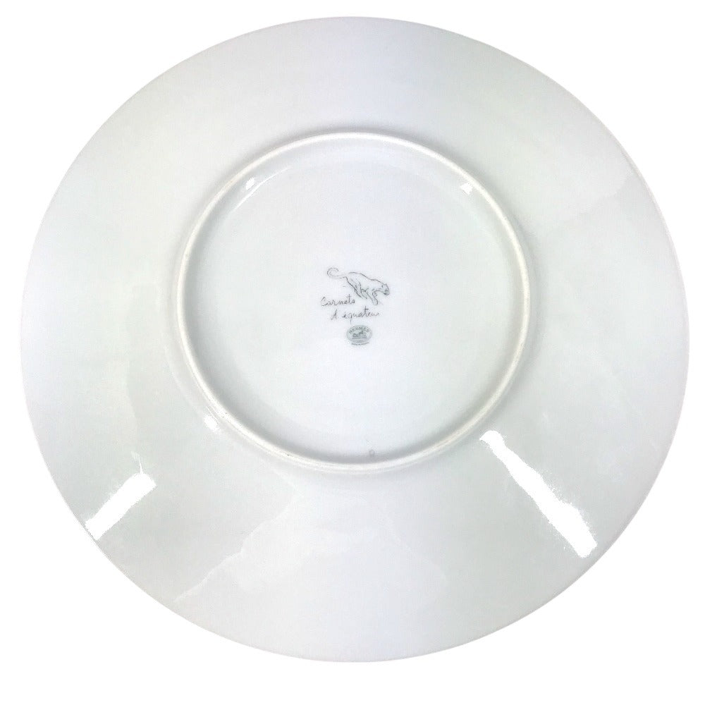 HERMES Dinner Plate, Equatorial Sketch, 27cm, Bird Design, Ceramic, Women's, White