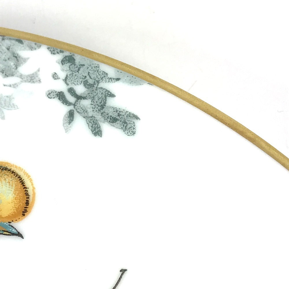 HERMES Dinner Plate, Equatorial Sketch, 27cm, Bird Design, Ceramic, Women's, White