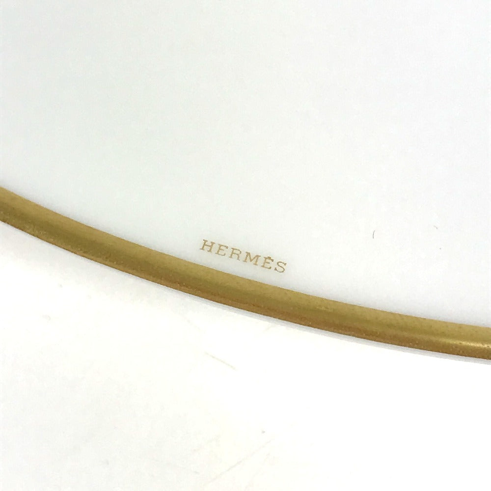 HERMES Dinner Plate, Equatorial Sketch, 27cm, Bird Design, Ceramic, Women's, White