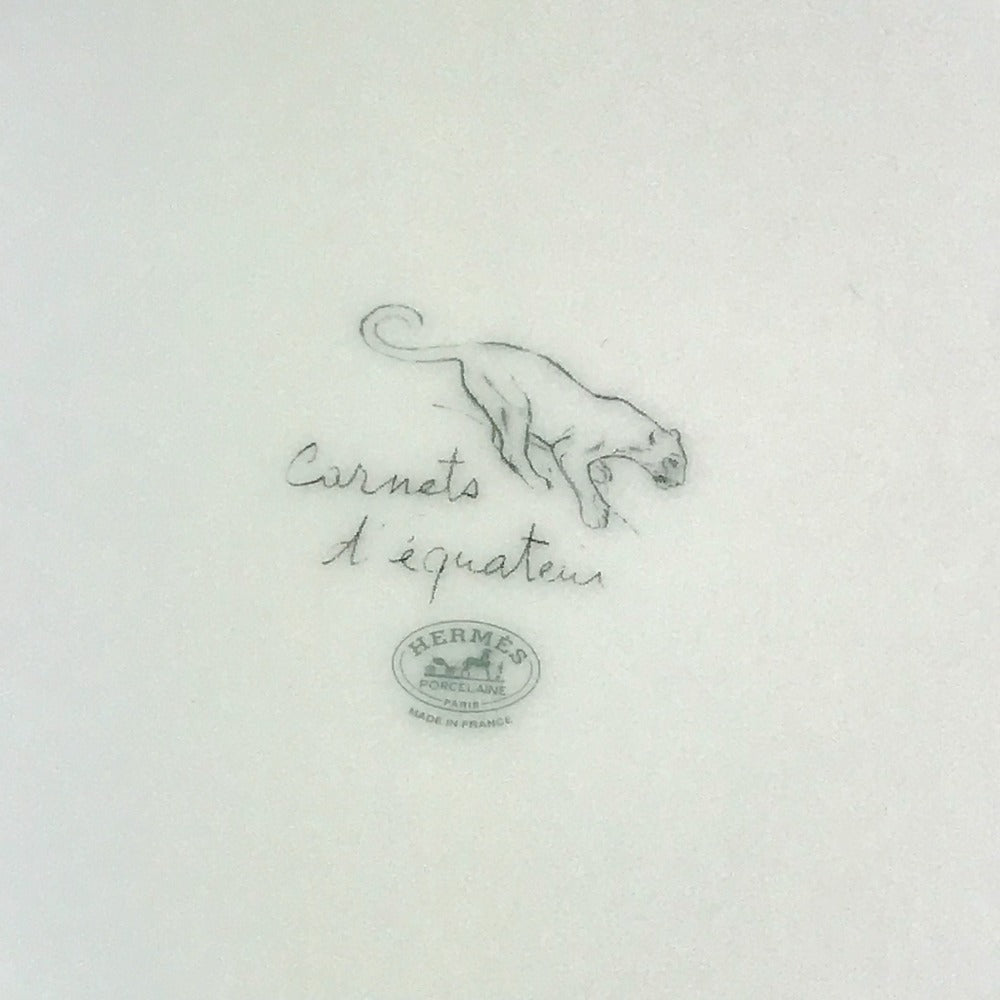 HERMES Dinner Plate, Equatorial Sketch, 27cm, Bird Design, Ceramic, Women's, White