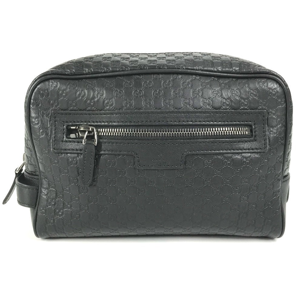 GUCCI 419775 Guccissima GG Logo Clutch Bag/Pouch with Handle/Second Bag/Shimmer Leather/Unisex Black