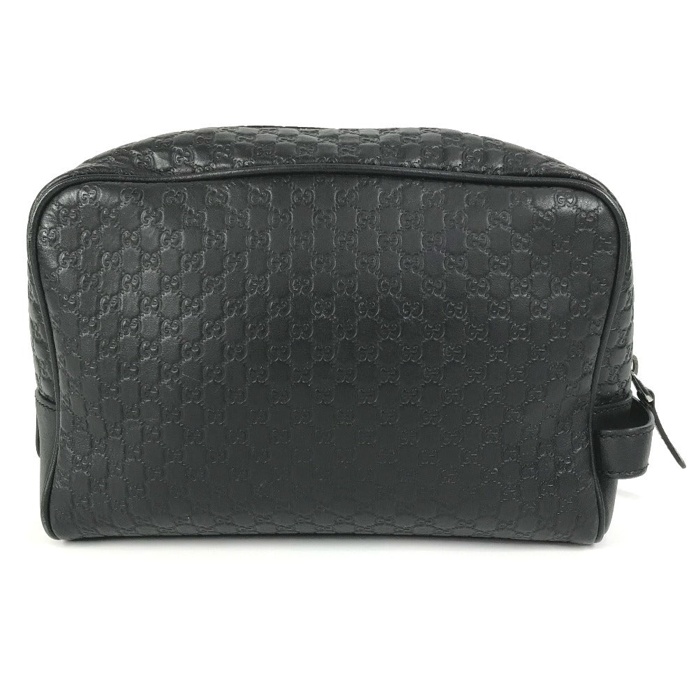 GUCCI 419775 Guccissima GG Logo Clutch Bag/Pouch with Handle/Second Bag/Shimmer Leather/Unisex Black