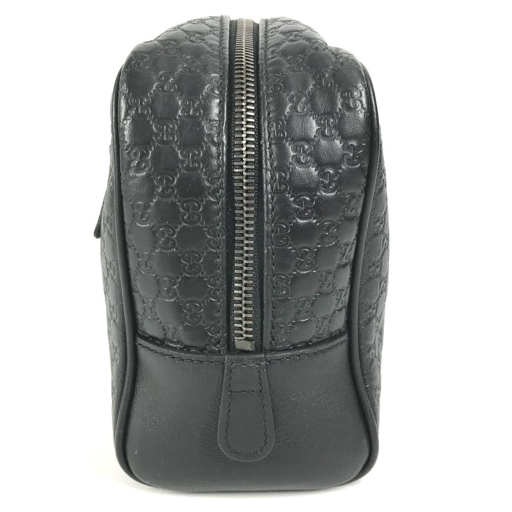 GUCCI 419775 Guccissima GG Logo Clutch Bag/Pouch with Handle/Second Bag/Shimmer Leather/Unisex Black
