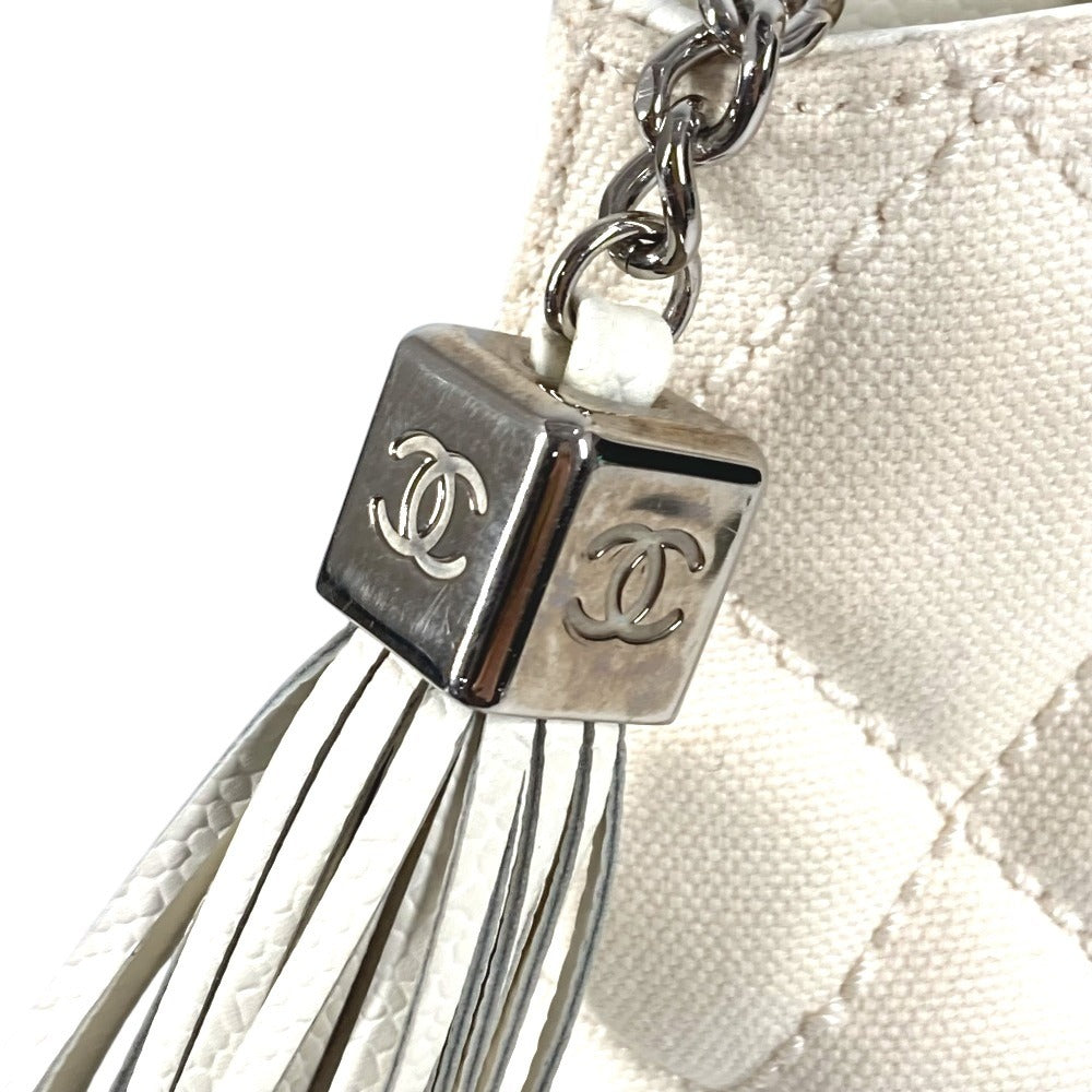 CHANEL CC Coco Mark Logo Quilted Matelasse Reissue Tote Bag with Fringe and Tassel, Shoulder Bag, 9618***, Leather/Canvas, Unisex, White