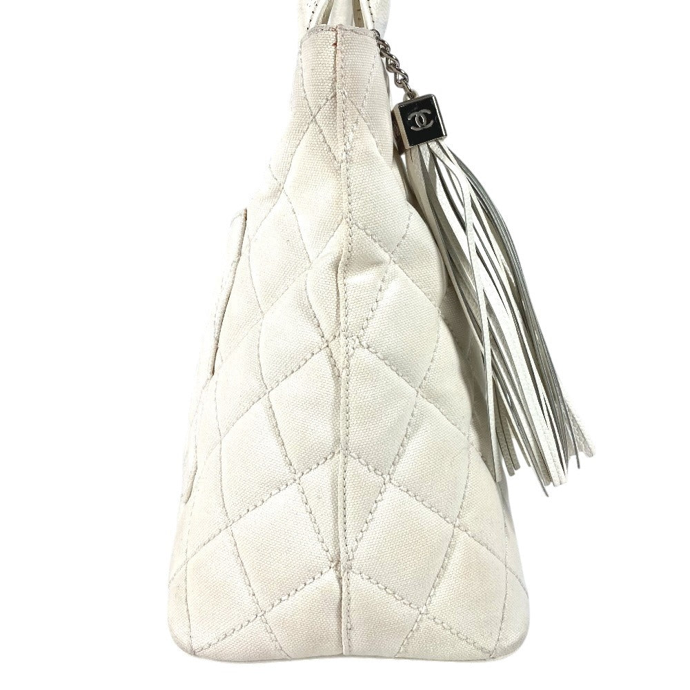 CHANEL CC Coco Mark Logo Quilted Matelasse Reissue Tote Bag with Fringe and Tassel, Shoulder Bag, 9618***, Leather/Canvas, Unisex, White