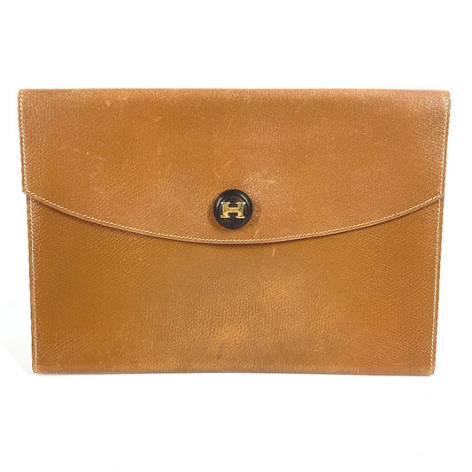 HERMES Hロゴ ヴィンテージ ポシェットリオ ポシェット リオ クラッチバッグ カバン ポーチ セカンドバッグ レザー ユニセックス ブラウン