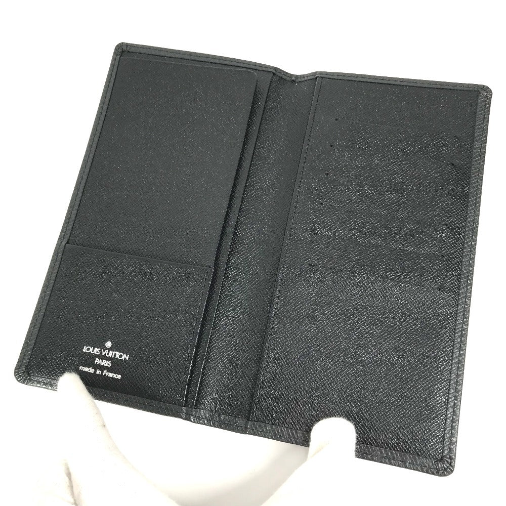 LOUIS VUITTON M30392 Taiga Porte-Valeur Carte Credit Long Wallet, Bifold, Taiga Leather, Unisex, Ardoise, Black
