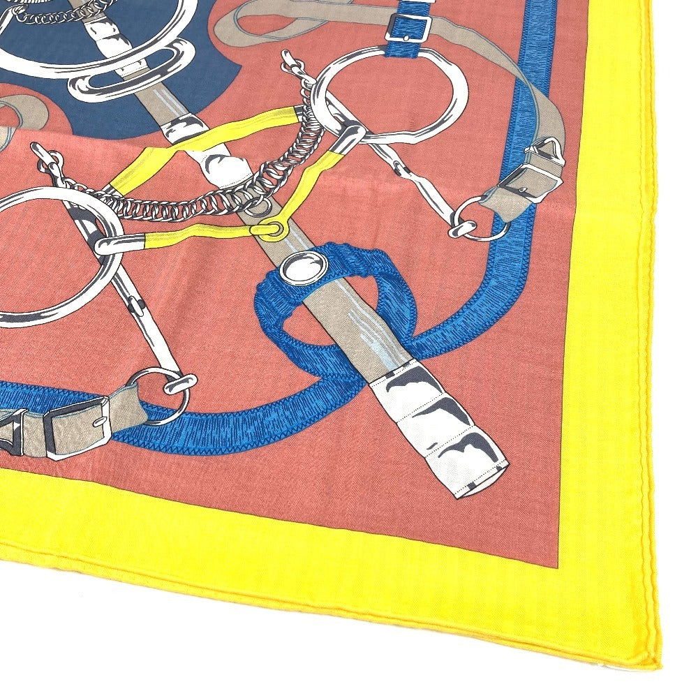 HERMES Pellier Carre Jean 140 Shawl/Scarf, Large, Cashmere, Unisex, Multicolor