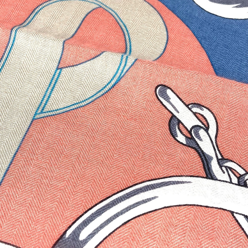HERMES Pellier Carre Jean 140 Shawl/Scarf, Large, Cashmere, Unisex, Multicolor