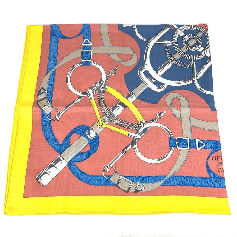 HERMES Pellier Carre Jean 140 Shawl/Scarf, Large, Cashmere, Unisex, Multicolor