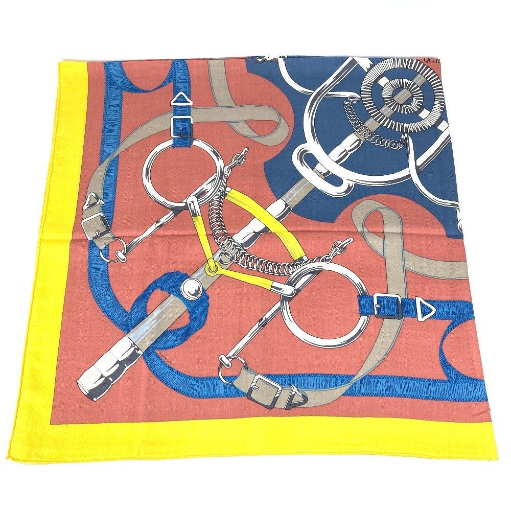 HERMES Pellier Carre Jean 140 Shawl/Scarf, Large, Cashmere, Unisex, Multicolor