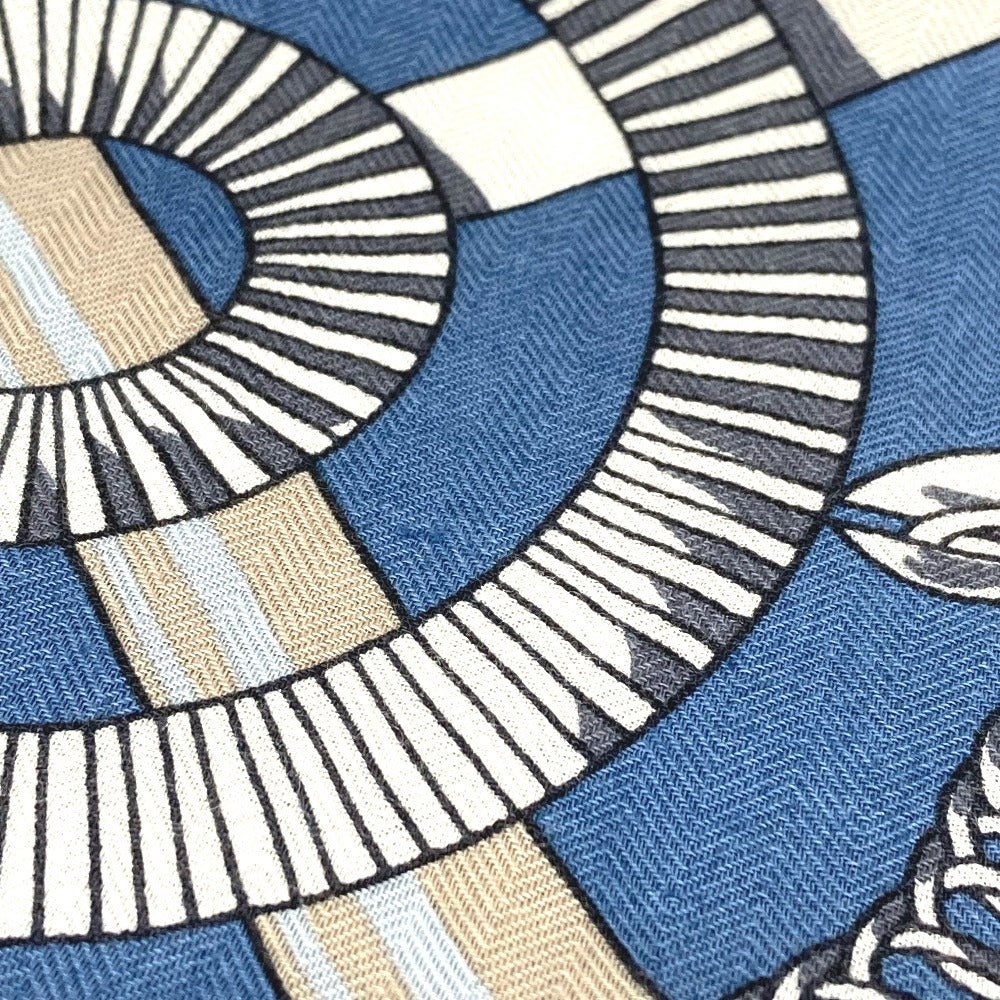 HERMES Pellier Carre Jean 140 Shawl/Scarf, Large, Cashmere, Unisex, Multicolor