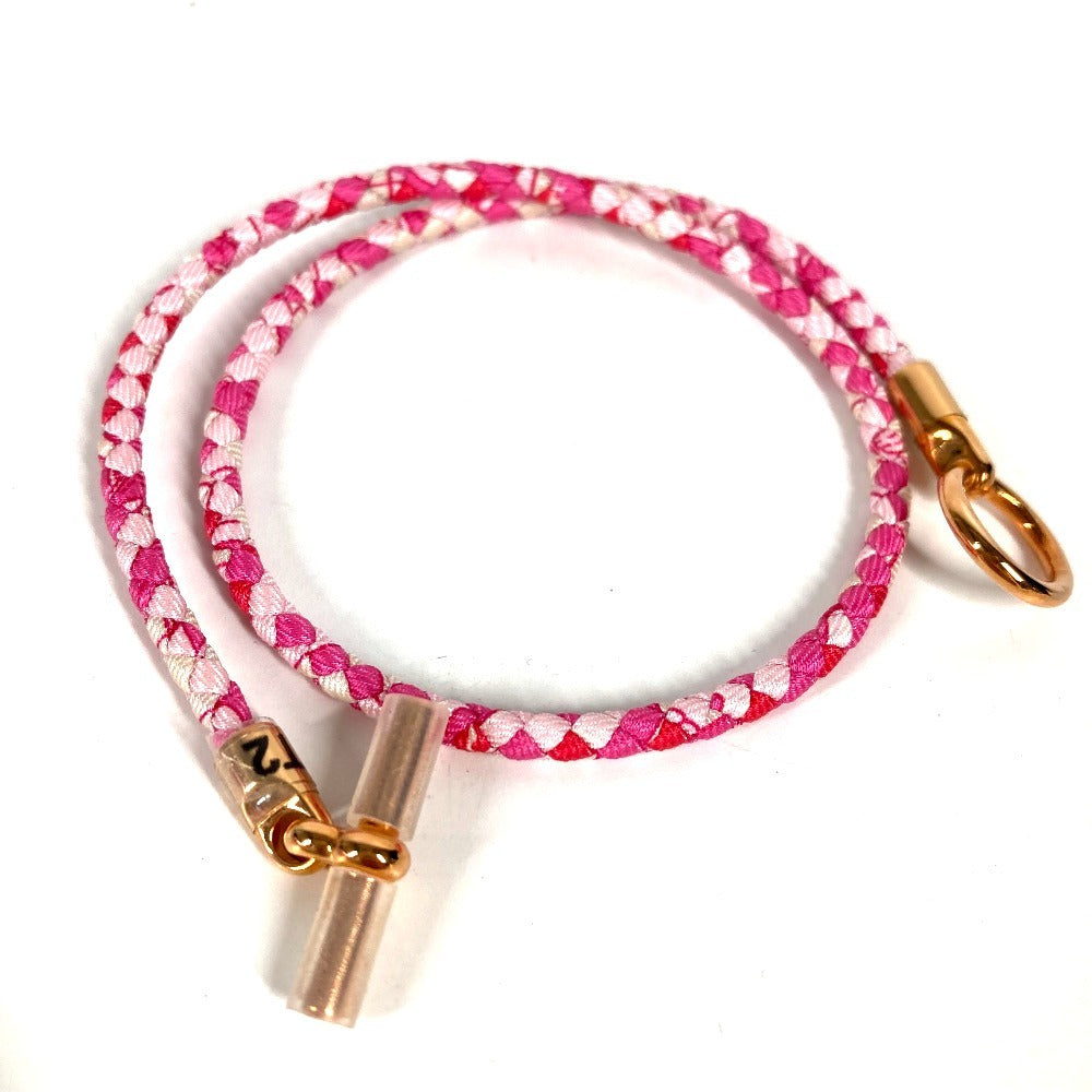 HERMES アクセサリー ジュエリー グレナン ドゥブルトゥール バングル 2重ブレス ブレスレット レザー レディース ピンク