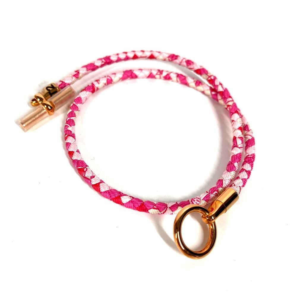 HERMES アクセサリー ジュエリー グレナン ドゥブルトゥール バングル 2重ブレス ブレスレット レザー レディース ピンク