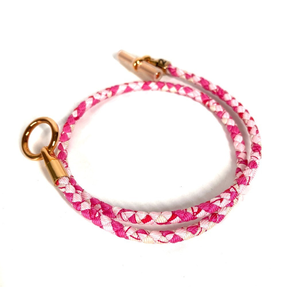 HERMES アクセサリー ジュエリー グレナン ドゥブルトゥール バングル 2重ブレス ブレスレット レザー レディース ピンク