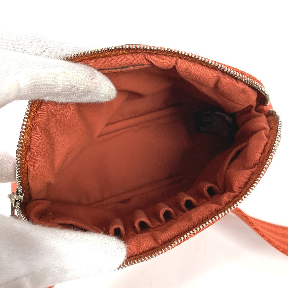 HERMES ショルダーバッグ カバン ボリード サンチュール ゴルフ ポーチ Hロゴ パンチング エブリン ウエストバッグ コットン ユニセックス オレンジ