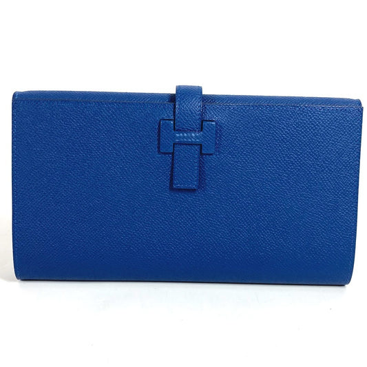 HERMES New H Passant Toutenman H Logo Long Wallet Clutch Bag Bag Long Wallet Epson Unisex Deep Blue