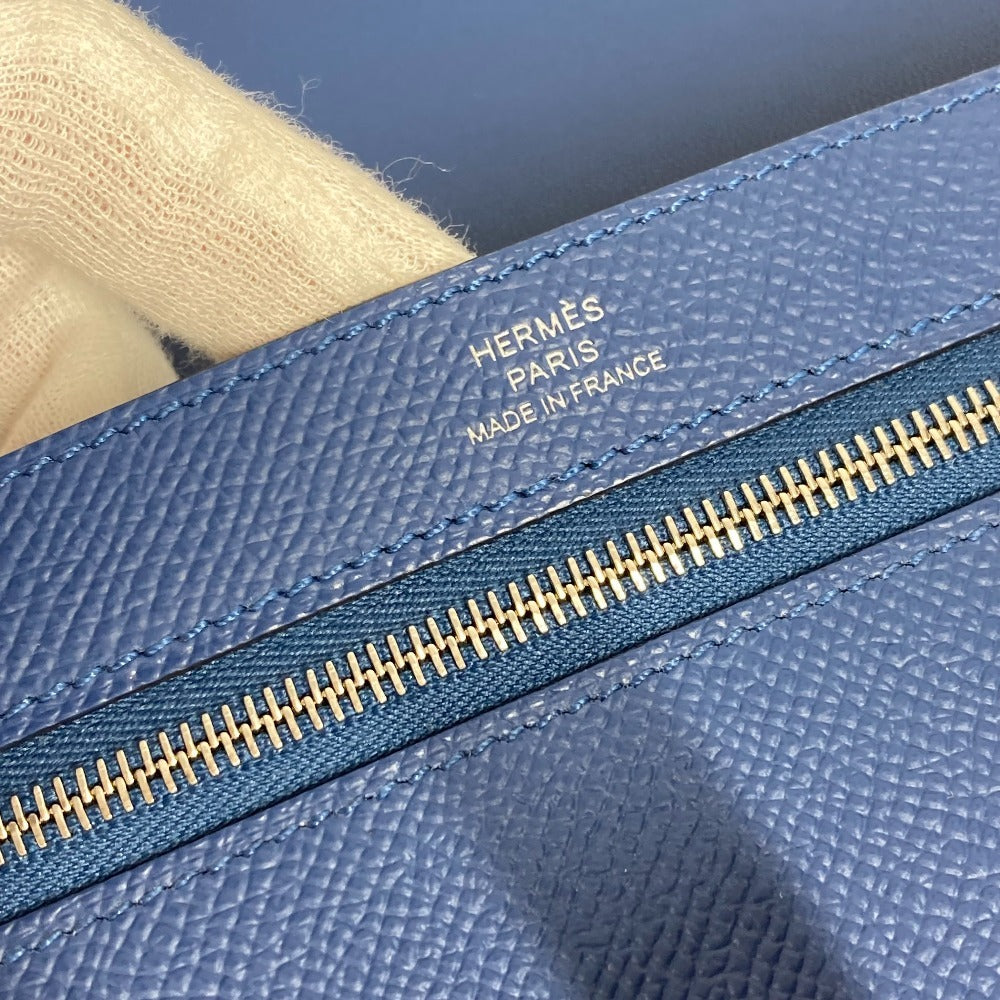 HERMES ニュー・Hパッサン・トゥタンマン Hロゴ ロングウォレット クラッチバッグ カバン 長財布 エプソン ユニセックス ディープブルー ブルー