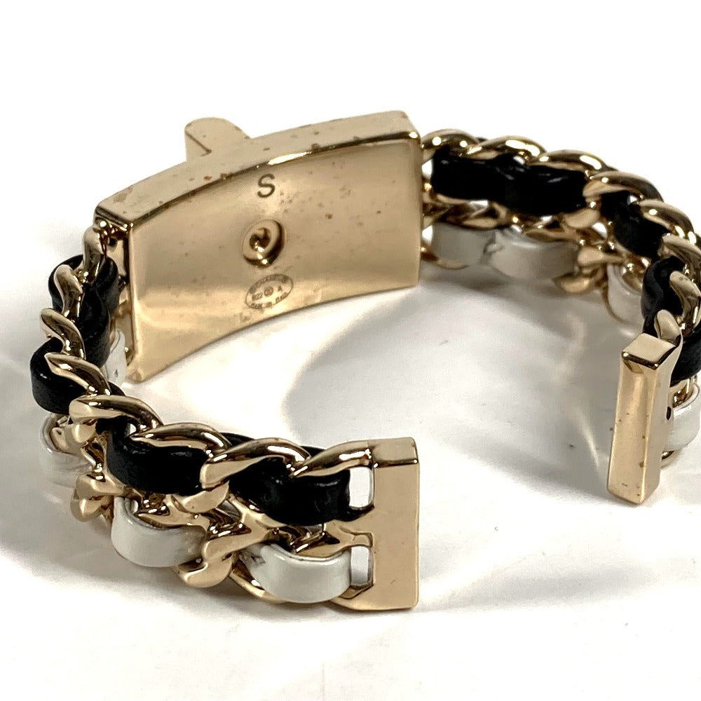 CHANEL B22A CC ロゴ ココマーク Wチェーン ブレスレット アクセサリー ジュエリー バングル メタル レディース ブラック