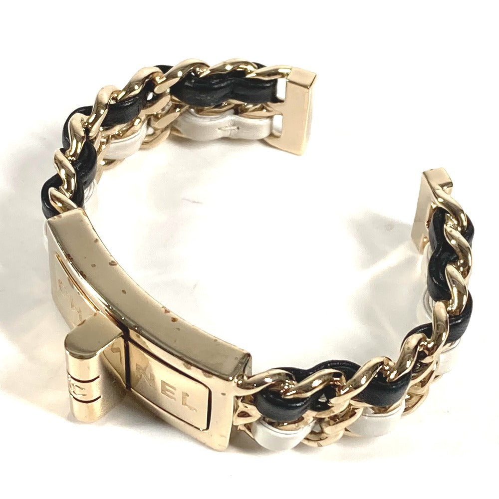 CHANEL B22A CC ロゴ ココマーク Wチェーン ブレスレット アクセサリー ジュエリー バングル メタル レディース ブラック