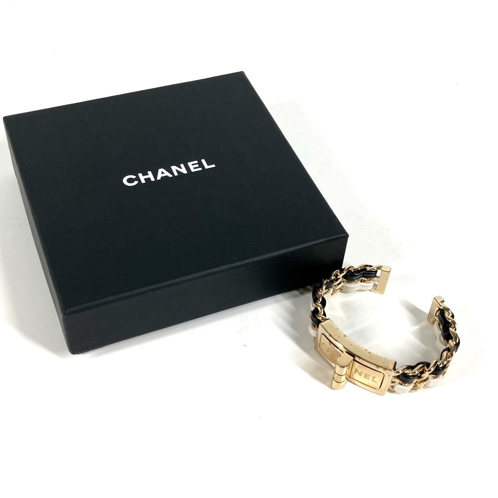 CHANEL B22A CC ロゴ ココマーク Wチェーン ブレスレット アクセサリー ジュエリー バングル メタル レディース ブラック