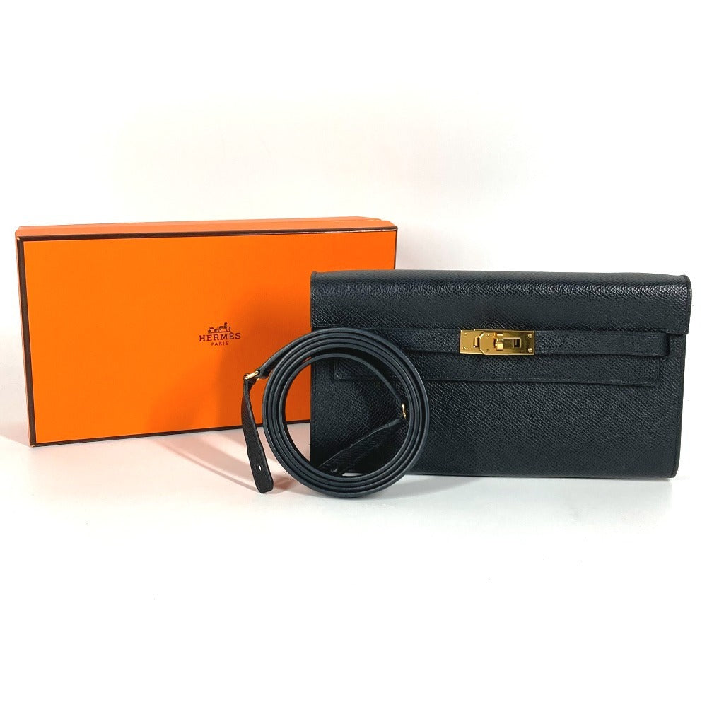 HERMES ショルダーウォレット ケリーウォレット ロング トゥーゴー カバン ショルダーバッグ ポシェット 長財布 エプソン ユニセックス ブラック
