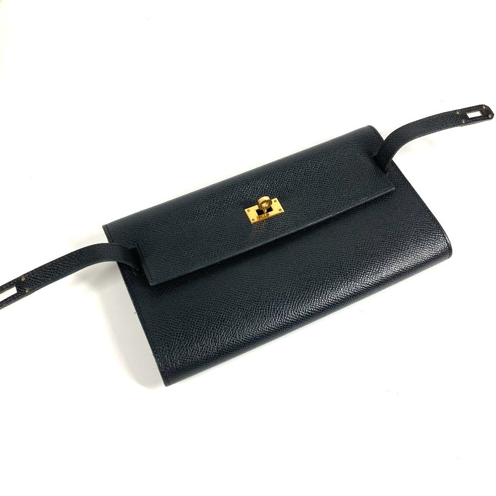 HERMES ショルダーウォレット ケリーウォレット ロング トゥーゴー カバン ショルダーバッグ ポシェット 長財布 エプソン ユニセックス ブラック