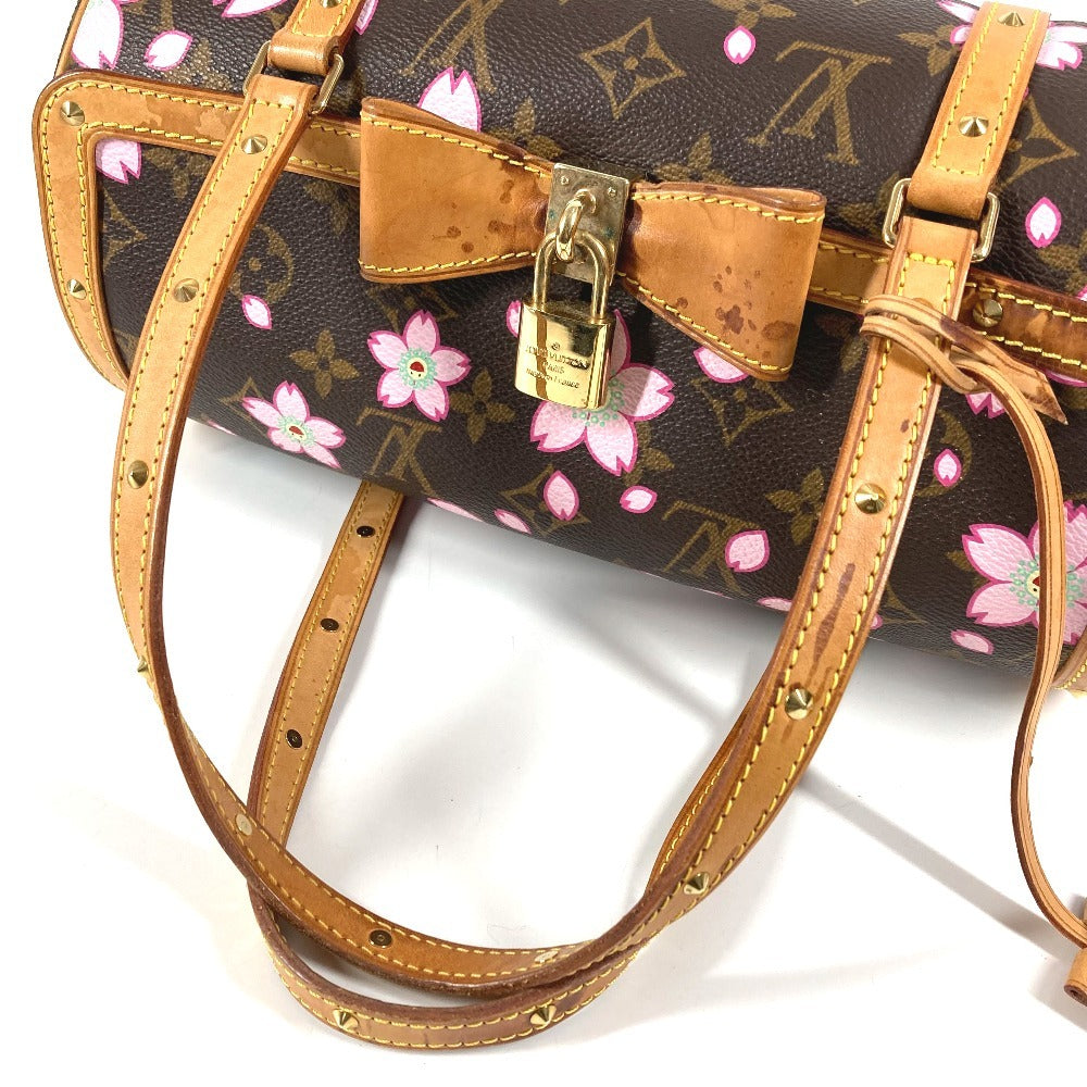 LOUIS VUITTON M92009 モノグラムチェリーブロッサム 村上隆 パピヨン トートバッグ カバン ショルダーバッグ ハンドバッグ モノグラムチェリーキャンバス レディース ブラウン