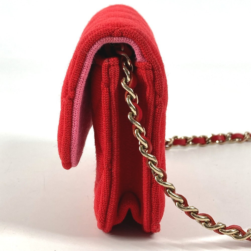 CHANEL キルティング ミニマトラッセ ミニ マトラッセ CC ココマーク ロゴ カバン 斜め掛け フラップ チェーンンバッグ ショルダーバッグ コットン レディース レッド