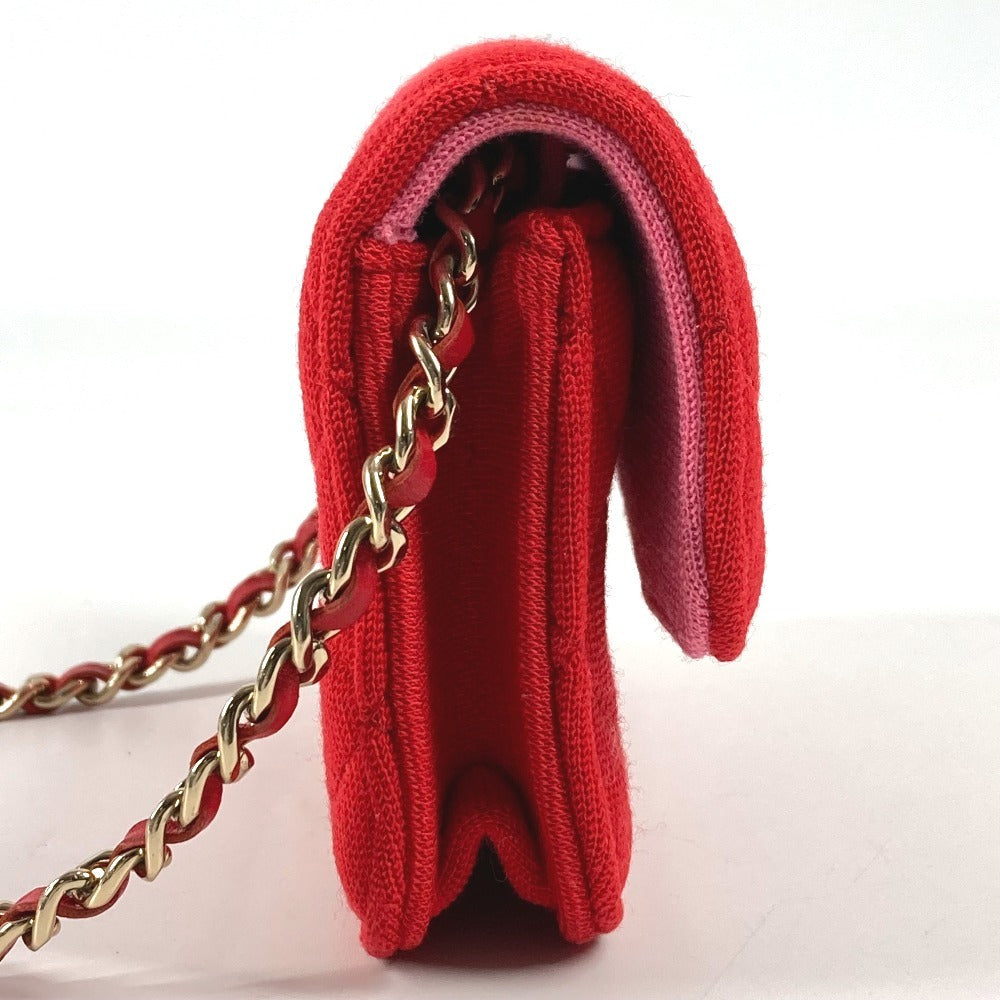 CHANEL キルティング ミニマトラッセ ミニ マトラッセ CC ココマーク ロゴ カバン 斜め掛け フラップ チェーンンバッグ ショルダーバッグ コットン レディース レッド