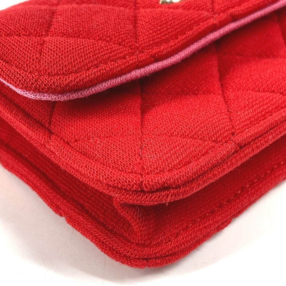 CHANEL キルティング ミニマトラッセ ミニ マトラッセ CC ココマーク ロゴ カバン 斜め掛け フラップ チェーンンバッグ ショルダーバッグ コットン レディース レッド