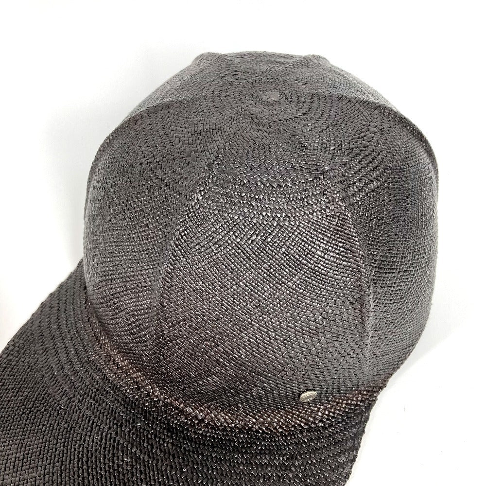 HERMES セリエ ロゴ 帽子 キャップ帽 ベースボール キャップ ストロー レディース ブラック