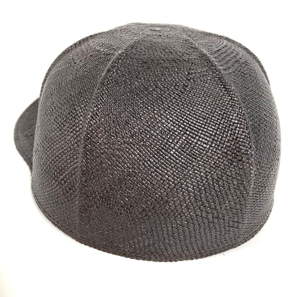 HERMES セリエ ロゴ 帽子 キャップ帽 ベースボール キャップ ストロー レディース ブラック