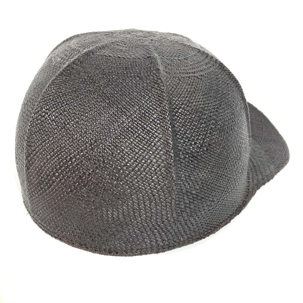 HERMES セリエ ロゴ 帽子 キャップ帽 ベースボール キャップ ストロー レディース ブラック