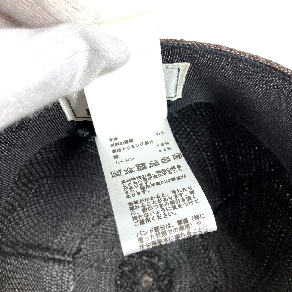 HERMES セリエ ロゴ 帽子 キャップ帽 ベースボール キャップ ストロー レディース ブラック