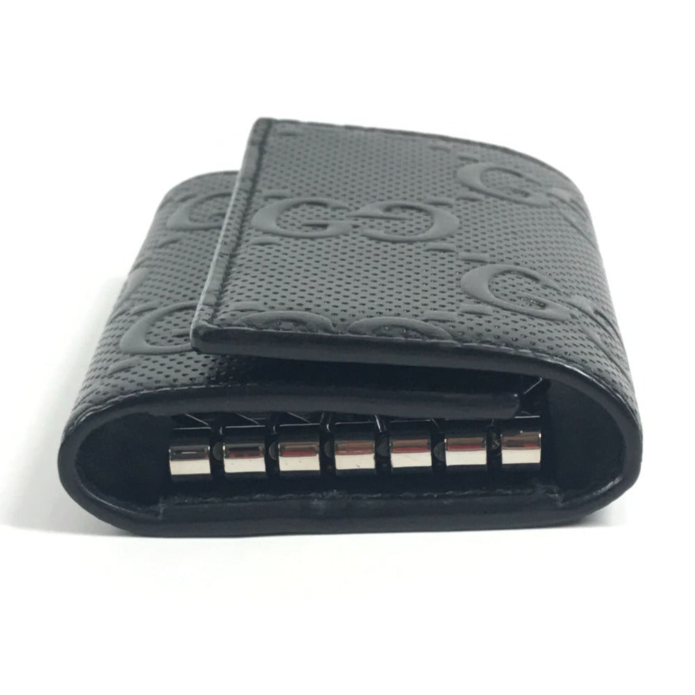 GUCCI 625565 GGエンボス ロゴ 6P 鍵 キーリング付き キーケース レザー ユニセックス ブラック