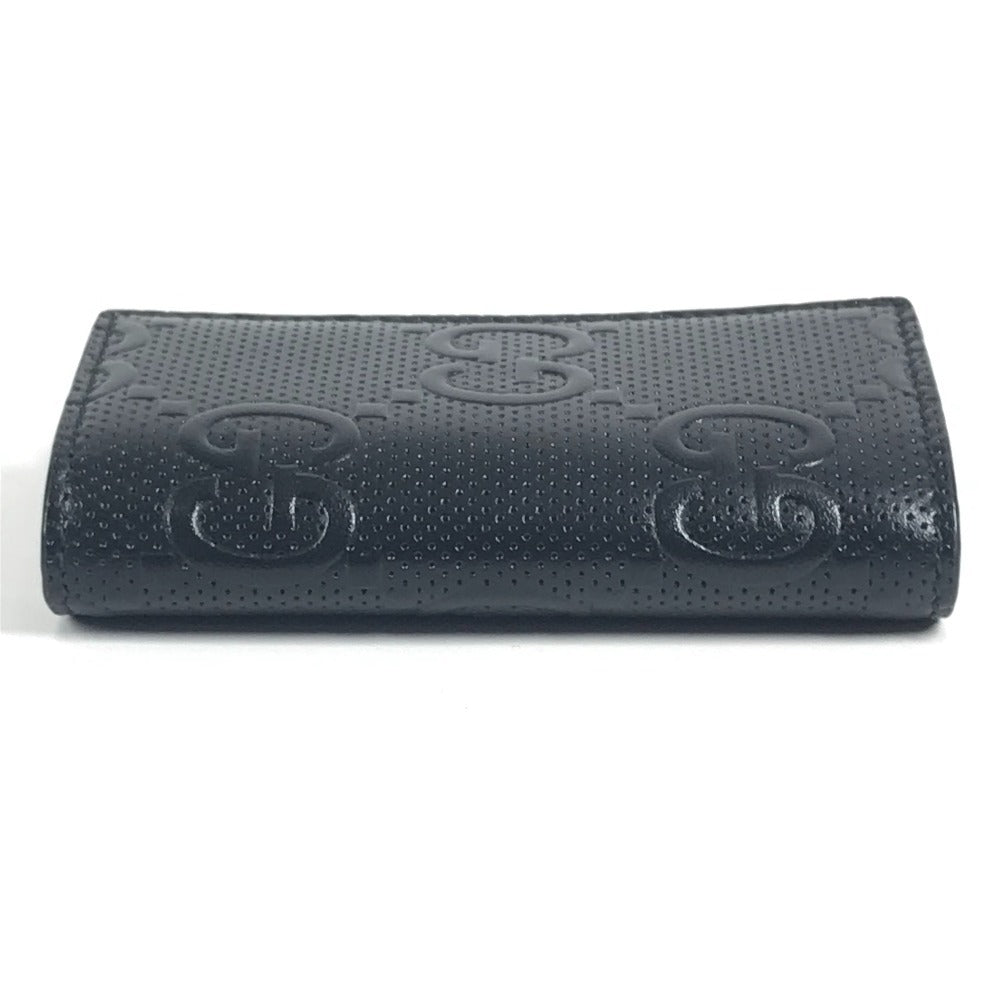 GUCCI 625565 GGエンボス ロゴ 6P 鍵 キーリング付き キーケース レザー ユニセックス ブラック