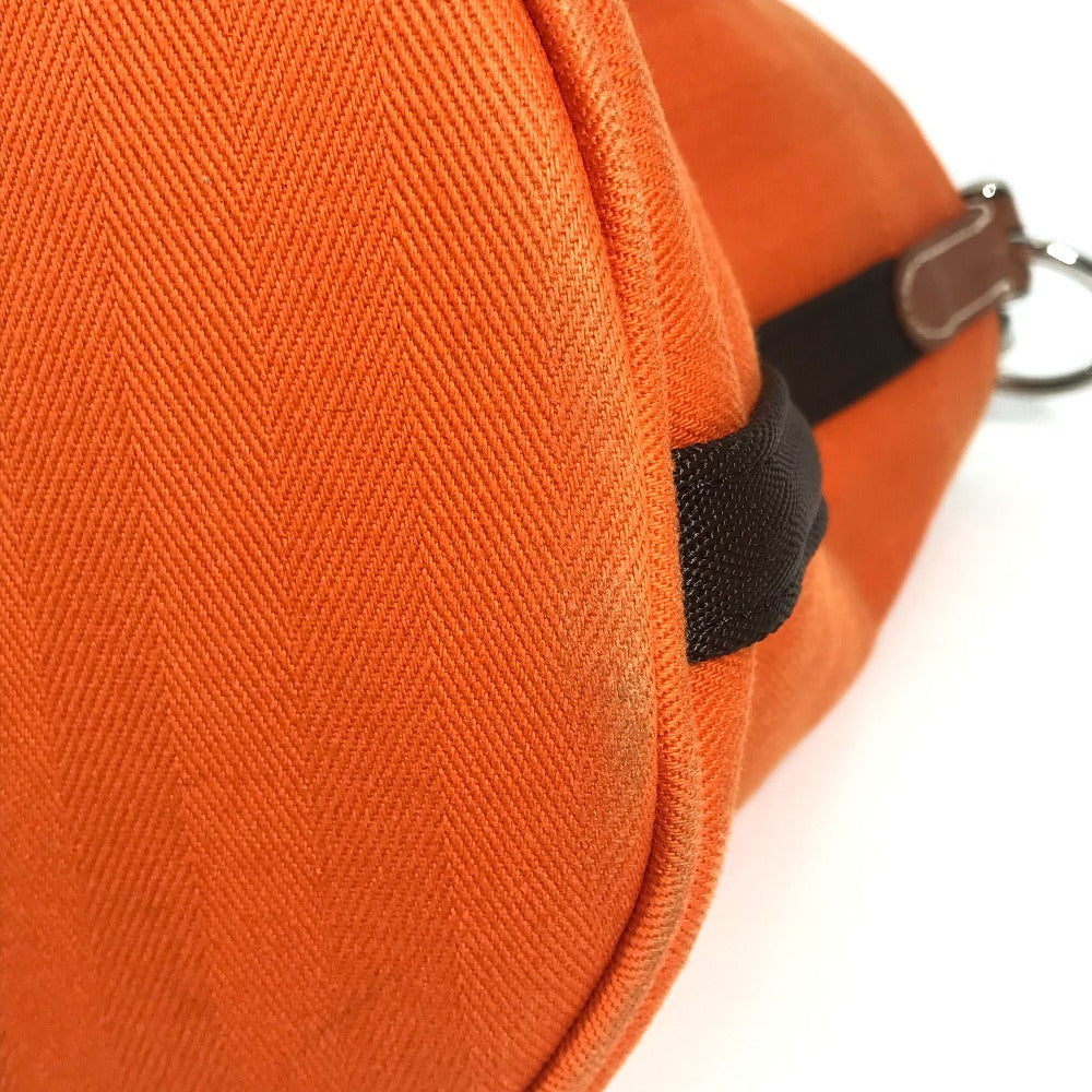 HERMES Sac de Pansage crossbody bucket-shaped shoulder bag with pouch, cotton, unisex, orange