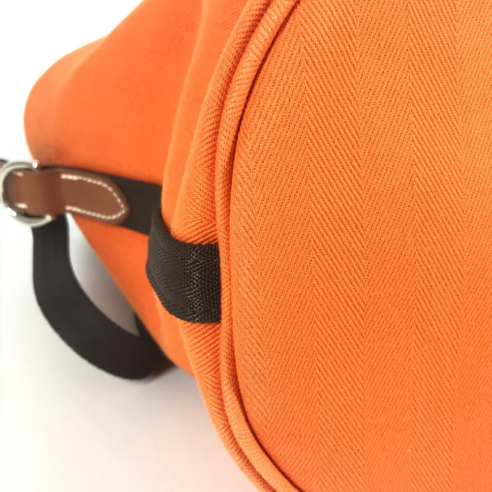 HERMES Sac de Pansage crossbody bucket-shaped shoulder bag with pouch, cotton, unisex, orange
