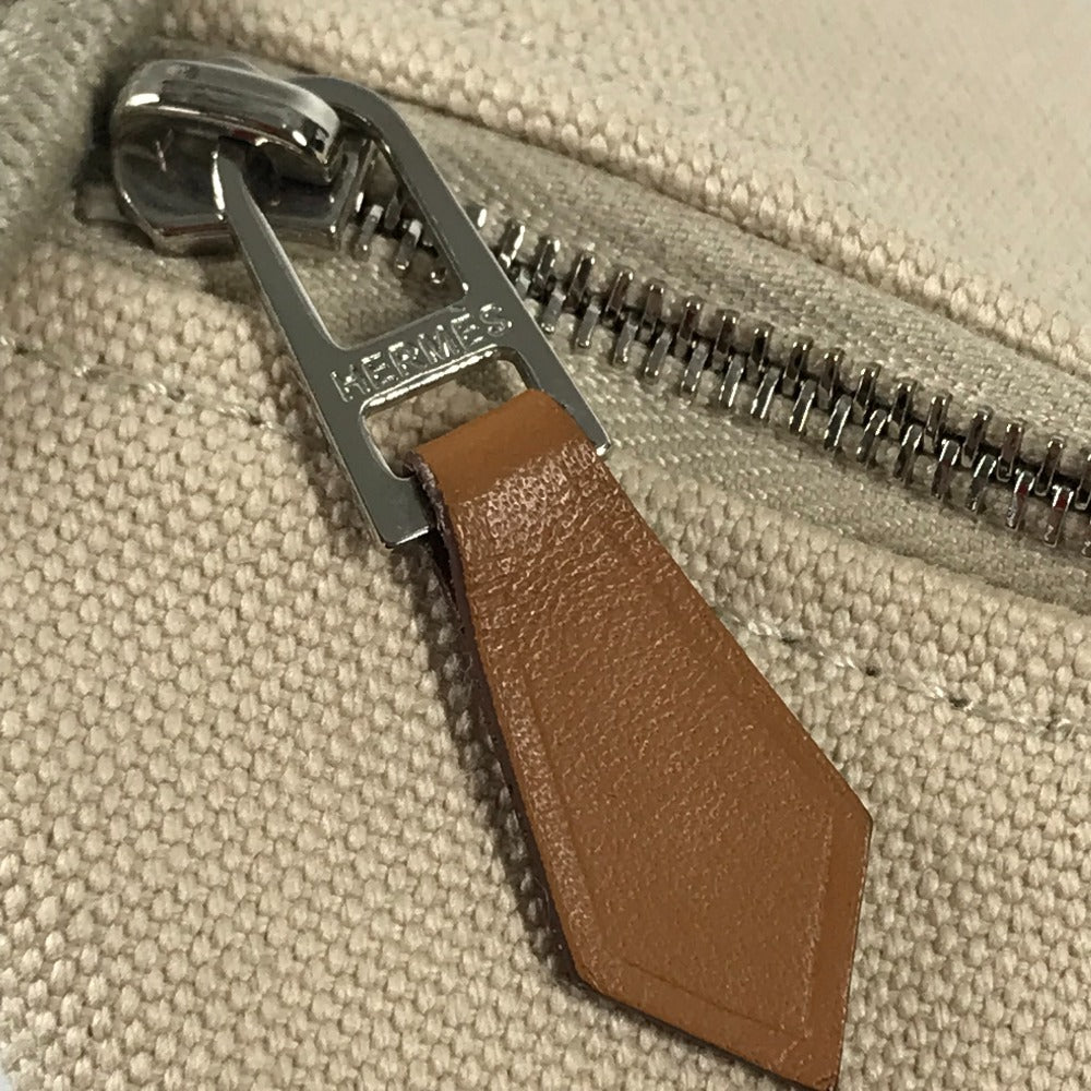 HERMES ブリッドアブラックGM ブリッドアブラック GM カバン ポーチ バニティバッグ Hロゴ ハンドバッグ コットン ユニセックス ベージュ