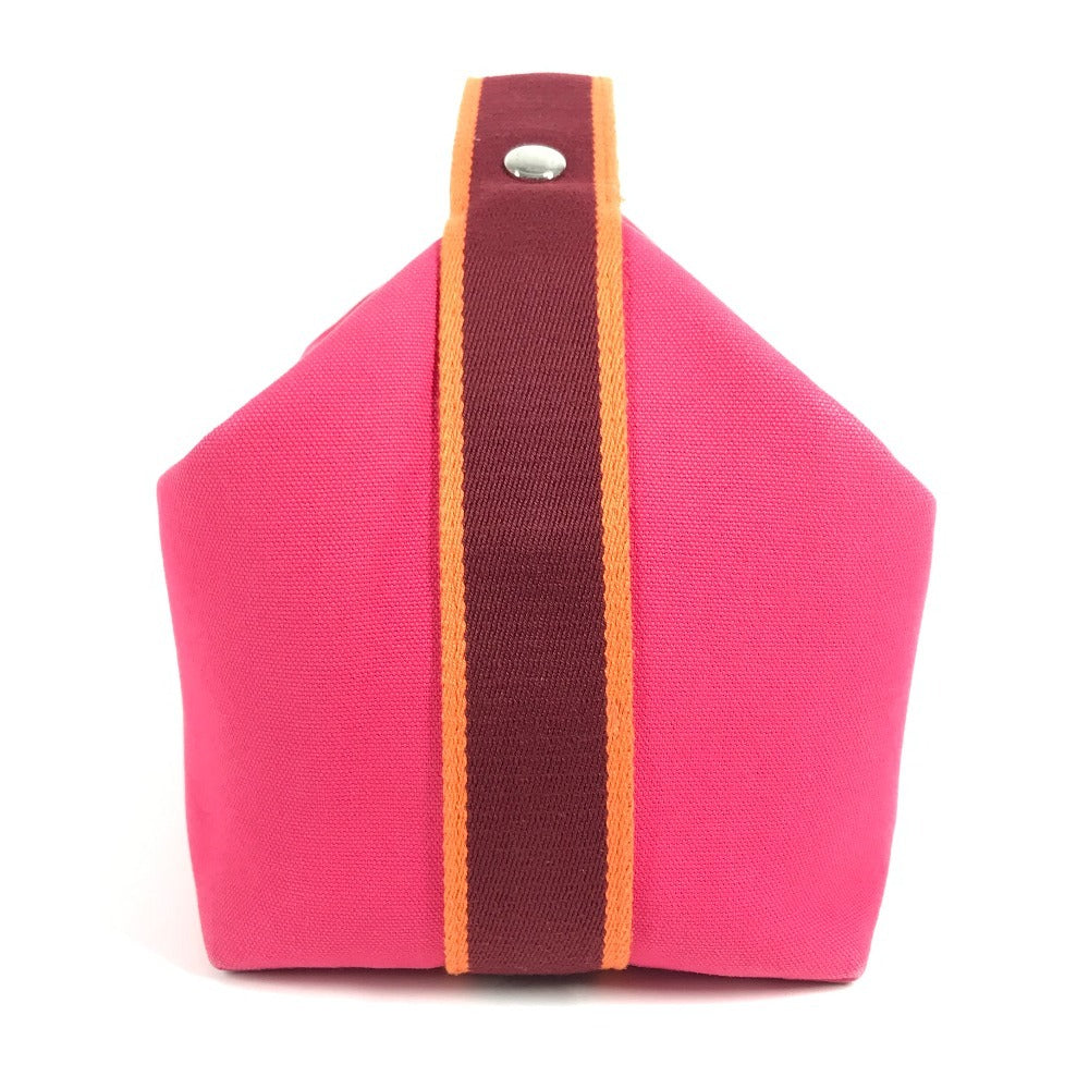 HERMES ブリッドアブラックGM ブリッドアブラック GM カバン ポーチ バニティバッグ Hロゴ ハンドバッグ コットン ユニセックス ハイビスカス ピンク
