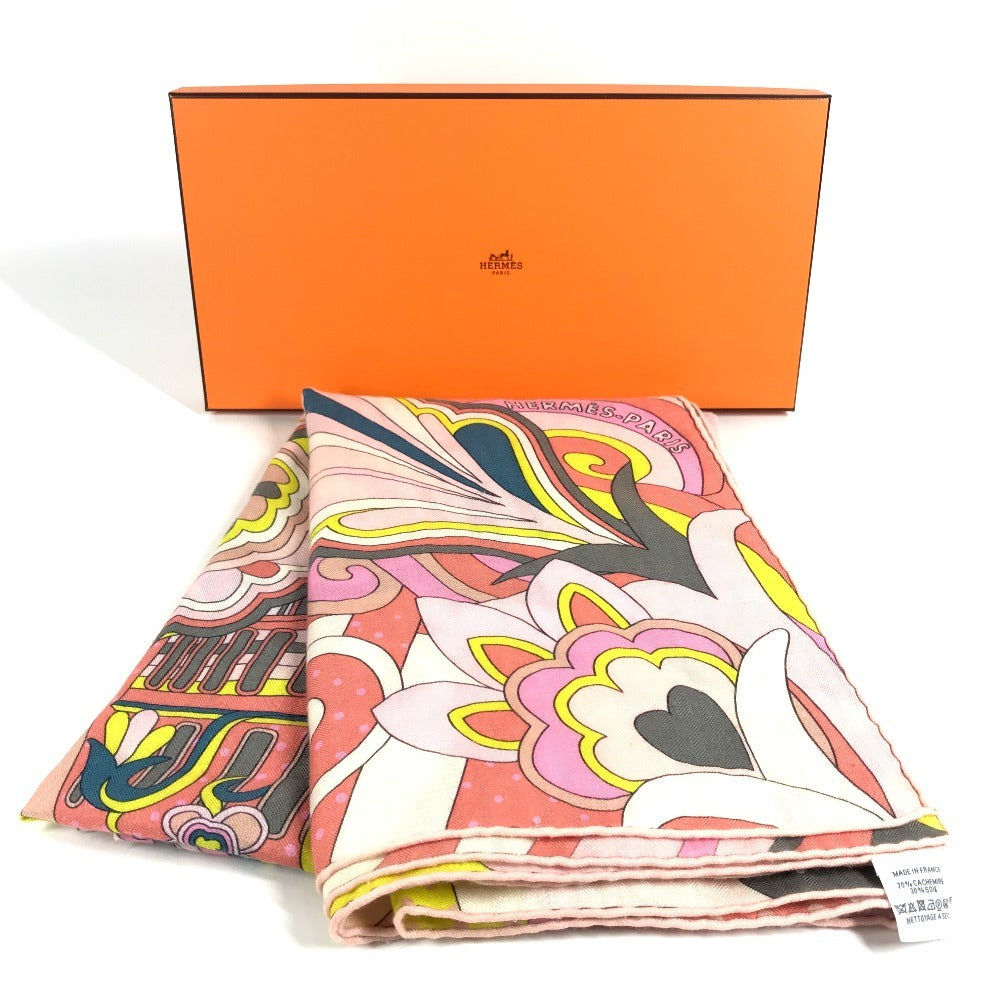 HERMES Faubourg Rainbow フォーブルレインボー カレジェアン 140 カレジェアン140 ショール ストール 大判 スカーフ カシミヤ ユニセックス ピンク