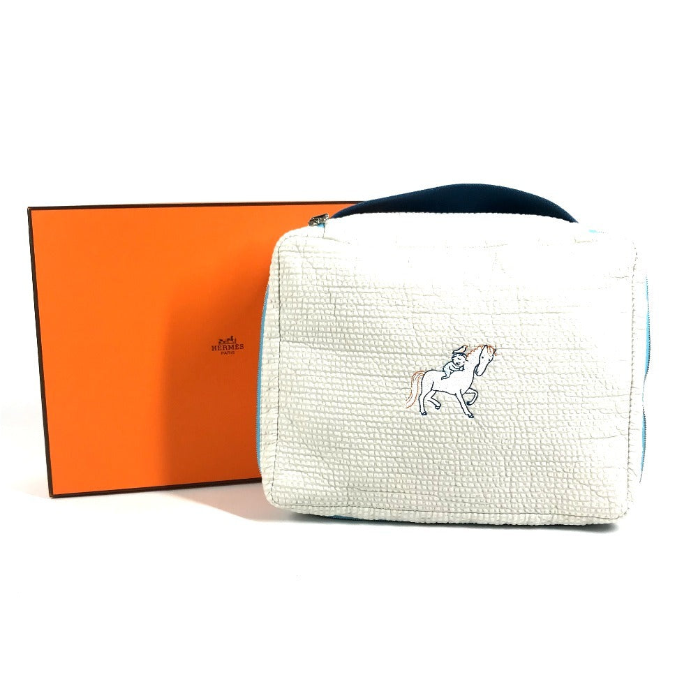 HERMES BABY ベビー 赤ちゃん ポーチ 《カブリオル》 トゥー・ゴー MM マルチポーチ おむつポーチ ポーチ コットン キッズ グリ・ペルル ブルー