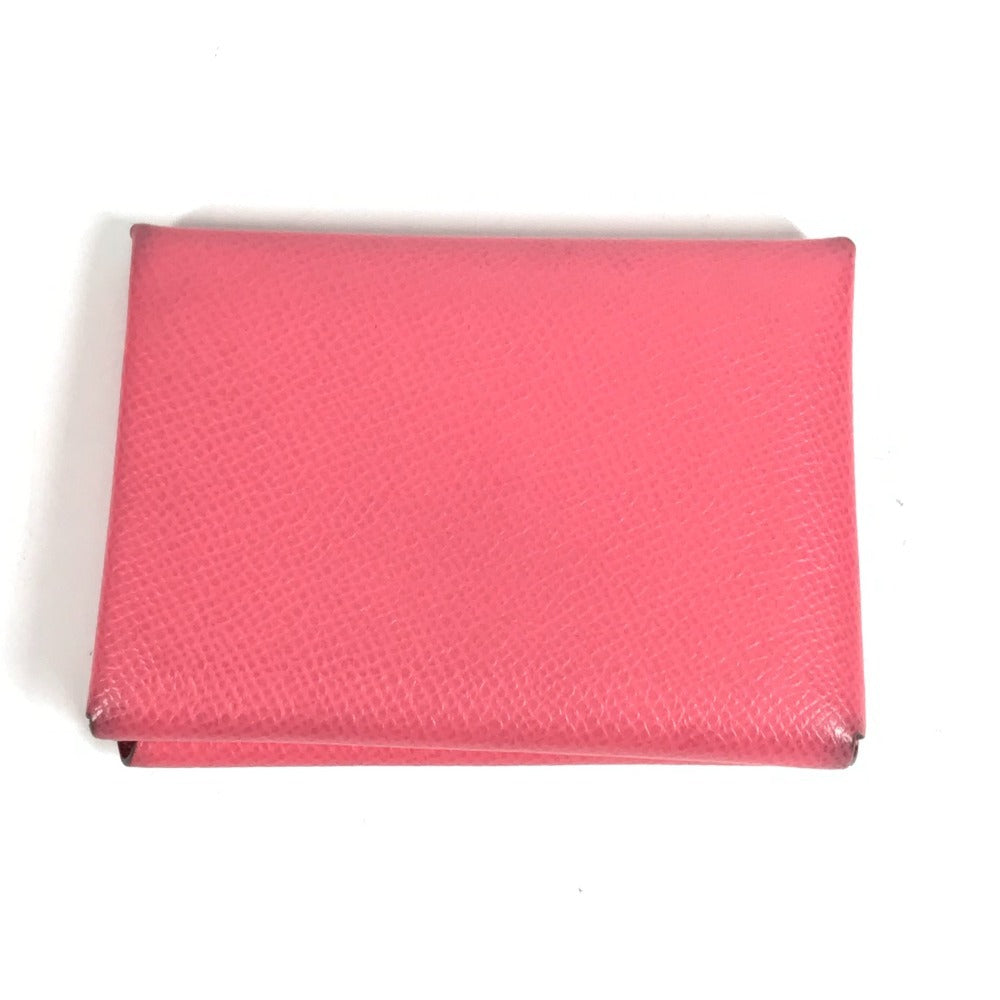 HERMES Calvi Duo Business Card Case, Pass Case, Card Case, Coin Purse, Bi-fold Wallet, Epson, Unisex, Rose Azalee Pink