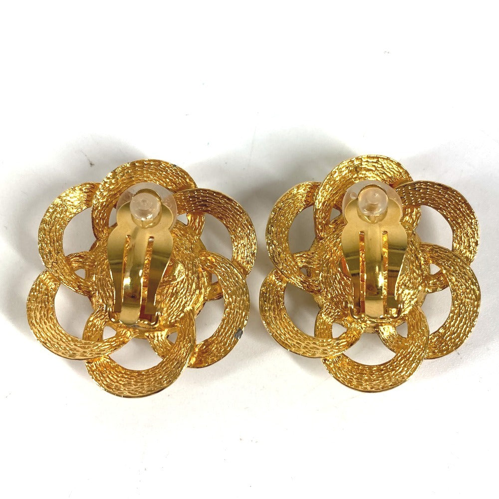 CHANEL ヴィンテージ フェイクパール フラワー 花 アクセサリー イヤリング メタル レディース ゴールド