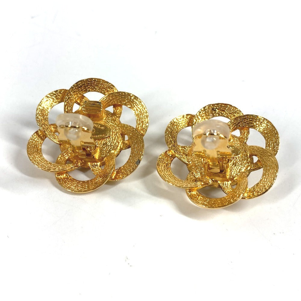 CHANEL ヴィンテージ フェイクパール フラワー 花 アクセサリー イヤリング メタル レディース ゴールド